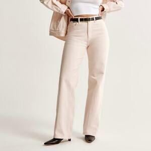 NWT Abercrombie & Fitch Curve Love 90s Relaxed Jean Light Pink Size 32/14 Long